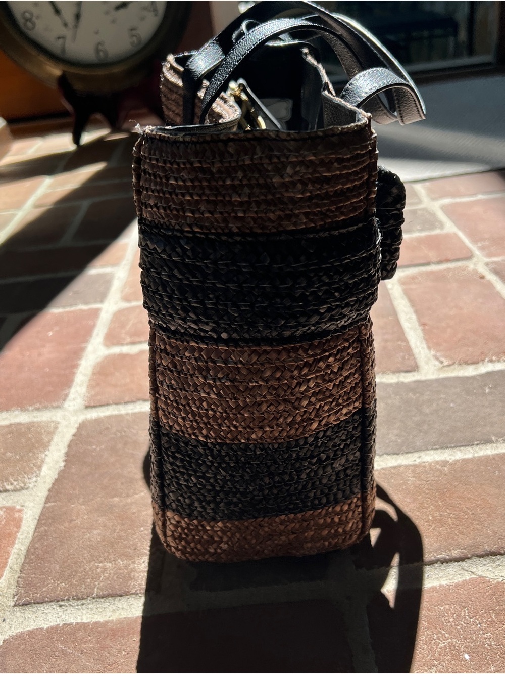 kate spade Black and Tan Striped Woven Tote - Picture 5 of 6